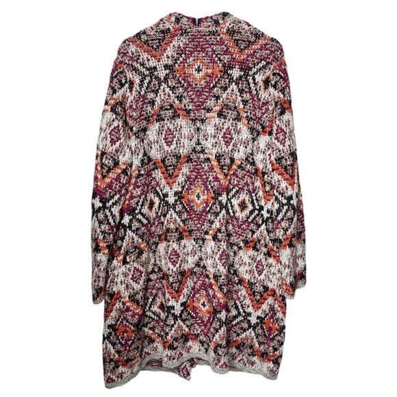 J JILL Open‎ Aztec Chunky Long Cardigan Size 1X - Picture 2 of 9